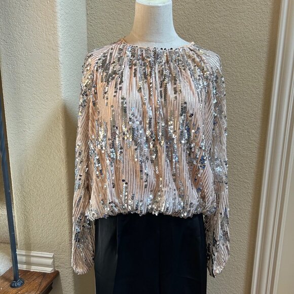 THML Sequin Long Sleeve Blouse Size L - Picture 1 of 5